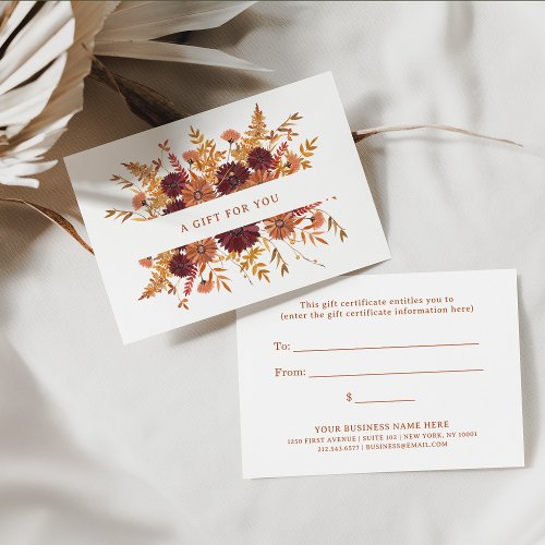 Terracotta Boho Wildflowers  Gift Certificate