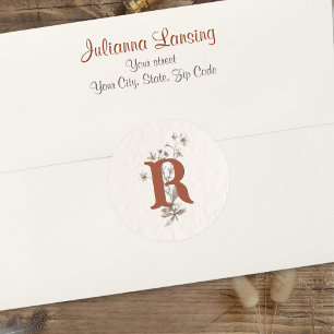Terracotta Boho Wildflowers Wedding Envelope Classic Round Sticker