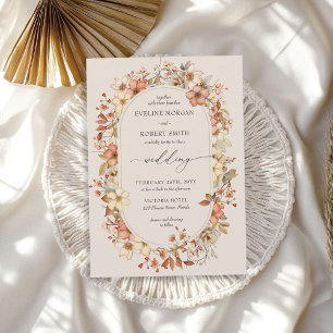 Terracotta Boho Wildflowers Wedding Invitation