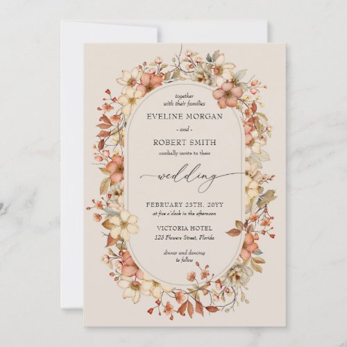 Terracotta Boho Wildflowers Wedding Invitation