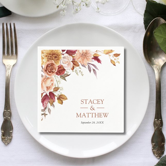  Terracotta Boho Wildflowers Wedding  Napkins (Creator Uploaded)