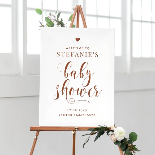 Terracotta Bold Script Baby Shower Welcome Poster