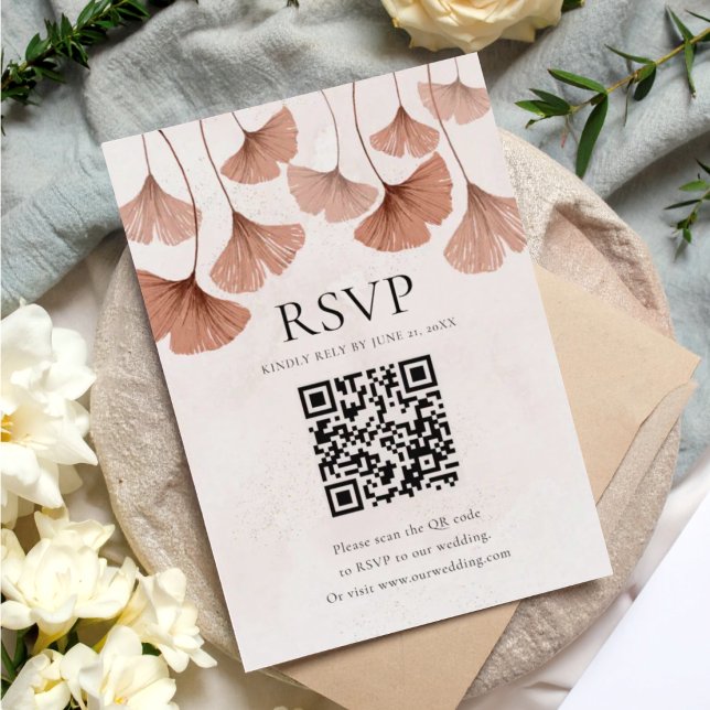 Terracotta Botancial Fall QR Code RSVP Card (Creator Uploaded)