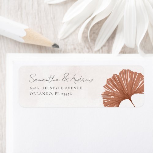 Terracotta Botancial Ginkgo Wedding Label