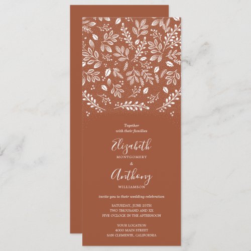 Terracotta Botanical All In One Wedding Invitation