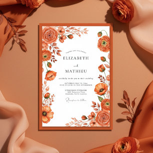 Terracotta Botanical Autumn Wedding Invitation
