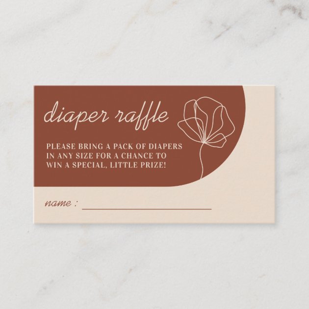 Terracotta Botanical Baby Shower Diaper Raffle Enclosure Card