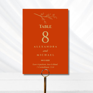 Terracotta Botanical Christian Wedding Table Number