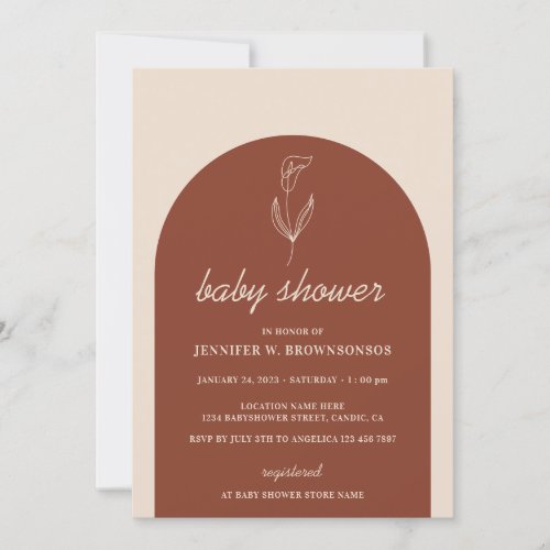 Terracotta Botanical Floral Boho Lily Invitation