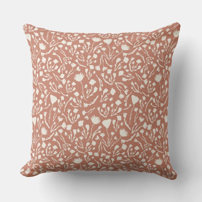 Terracotta Botanical for Natural Home Throw Pillow (Front)