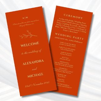 Terracotta Botanical Minimalist Christian Wedding Program
