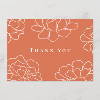 Terracotta Botanical Modern Wedding Thank You Card