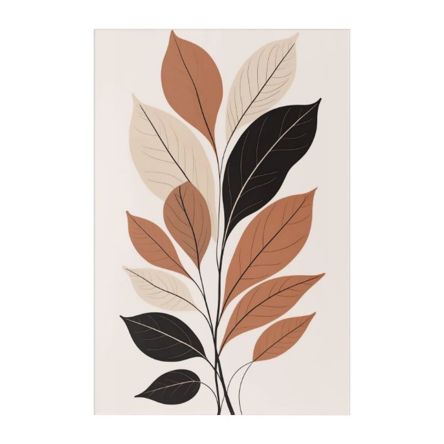 Terracotta Botanical Print: Stylish Bohemian Wall  Acrylic Print (Front)