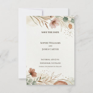 Terracotta Botanical Save The Date Card