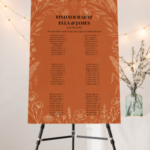 Terracotta Botanical Seating Chart Sign