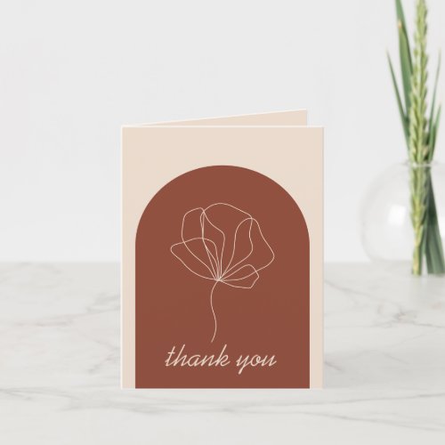 Terracotta Botanical Simple Bohemian Thank You Card