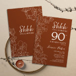 Terracotta Botanical Surprise 90th Birthday Invitation<br><div class="desc">Terracotta Burnt Orange Boho Botanical Surprise 90th Birthday Invitation. Minimalist modern feminine design features botanical accents and typography script font. Simple floral invite card perfect for a stylish female surprise bday celebration. Can be customized to any age. Printed Zazzle invitations or instant download digital printable template.</div>
