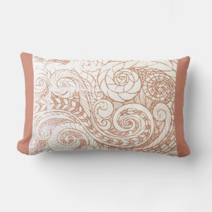 Terracotta Botanical Swirl Lumbar Pillow