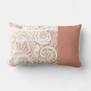 Terracotta Botanical Swirl Lumbar Pillow