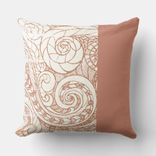 Terracotta Botanical Swirl Throw Pillow