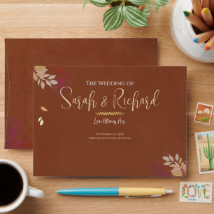 Terracotta Botanical Velvet Luxury Wedding Envelope