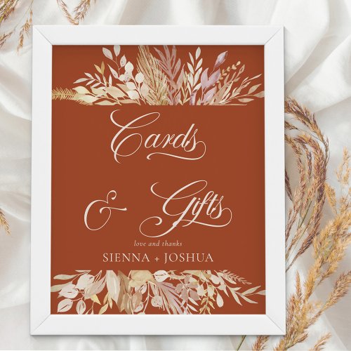 Terracotta Botanical Wedding Cards and Gifts Poster