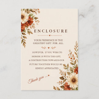 Terracotta Botanical Wedding Enclosure Card |
