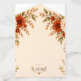 Terracotta Botanical Wedding Envelope Liner | Rust