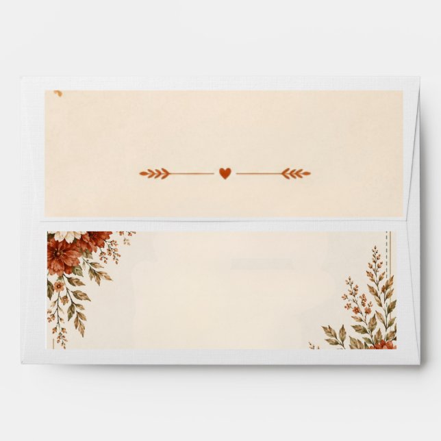 Terracotta Botanical Wedding Envelope | Rustic (Back (Top Flap))