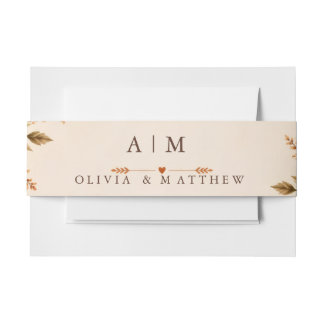 Terracotta Botanical Wedding Invitation Belly Band