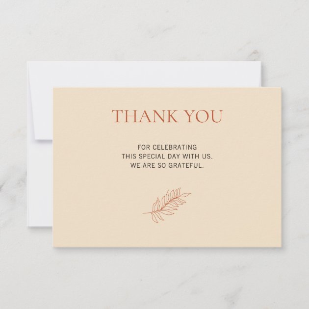Terracotta Botanical Wedding Thank You Card