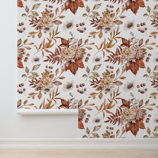 Terracotta bouquet of autumn flowers arrangement wallpaper  (Application)