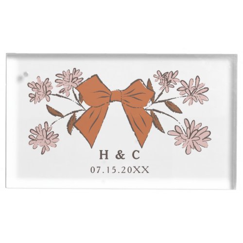 Terracotta Bow and Flowers Wedding Place Card Holder