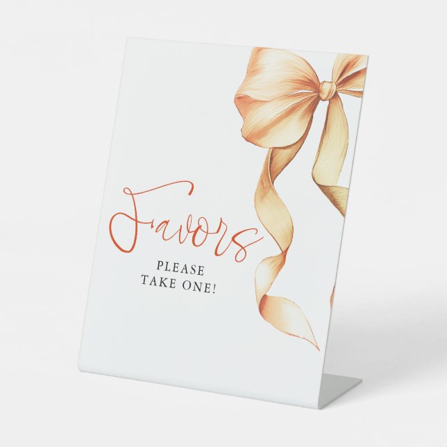 Terracotta Bow Bridal Shower Favors Pedestal Sign (Front)
