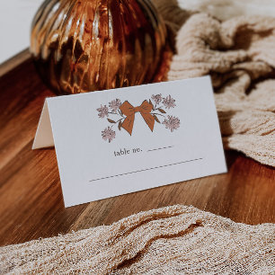 Terracotta Bow Floral Wedding Table Number Place Card