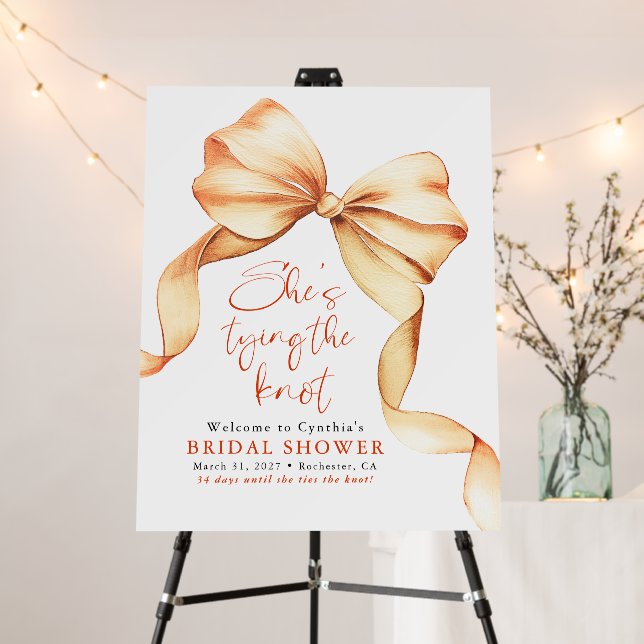 Terracotta Bow Knot Bridal Shower Welcome Sign (In Situ (Stand))