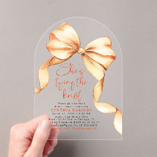 Terracotta Bow She's Tying the Knot Bridal Shower Acrylic Invitations