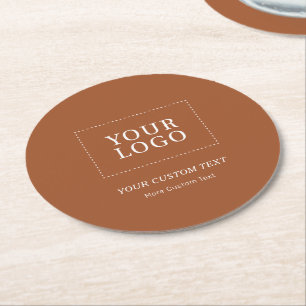 Terracotta Brand Custom Business Logo Promotional Round Paper Coaster