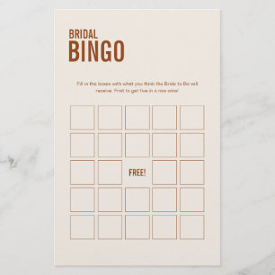 Terracotta Bridal Bingo Bridal Shower Game 