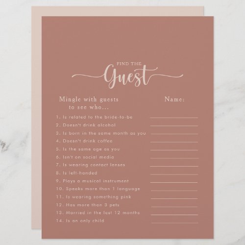 Terracotta Bridal Shower Find the Guest Game