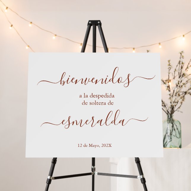 Terracotta bridal shower welcome sign in Spanish (In Situ (Stand))