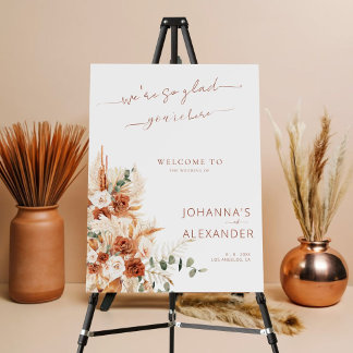 Terracotta Bright Bold Boho Wedding Welcome Sign