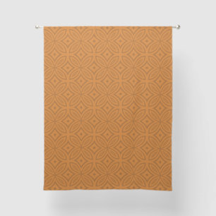 Terracotta brown abstract geometric tiles sheer curtains