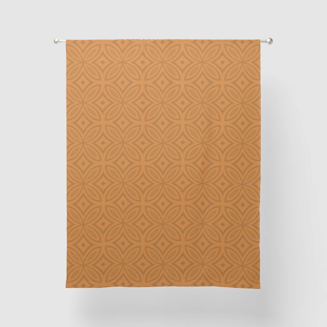 Terracotta brown abstract geometric tiles sheer curtains (Front)