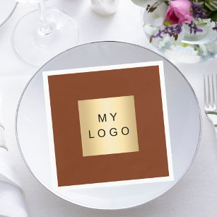 Terracotta brown business logo napkins