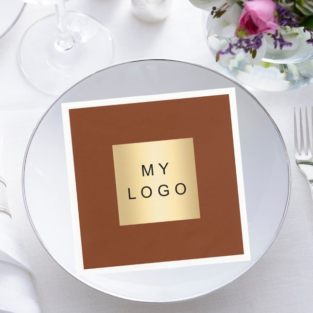 Terracotta brown business logo napkins (Creator Uploaded)