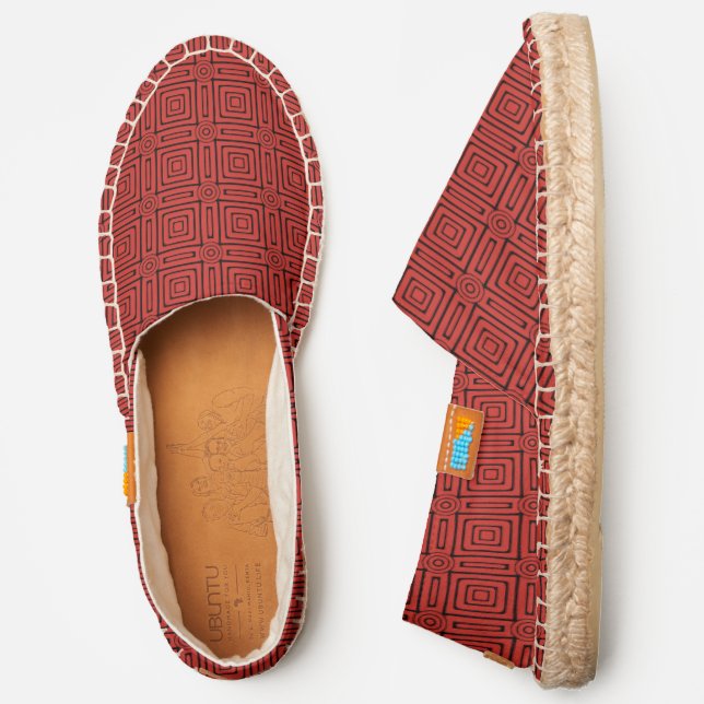 Terracotta & Brown Elegant Chic Art Déco Masculine Espadrilles (Side)