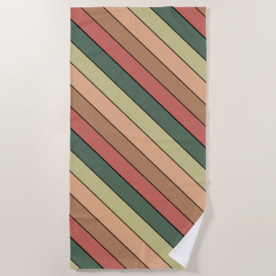 Terracotta Brown Green Black On Watercolor Paper Beach Towel
