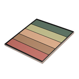 Terracotta Brown Green Black On Watercolor Paper Ceramic Tile