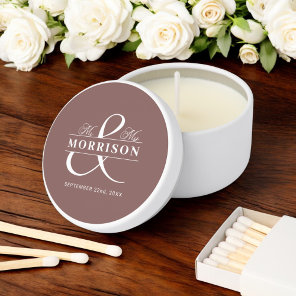 Terracotta Brown Mr Mrs Wedding Favor  Mini Candle Favors